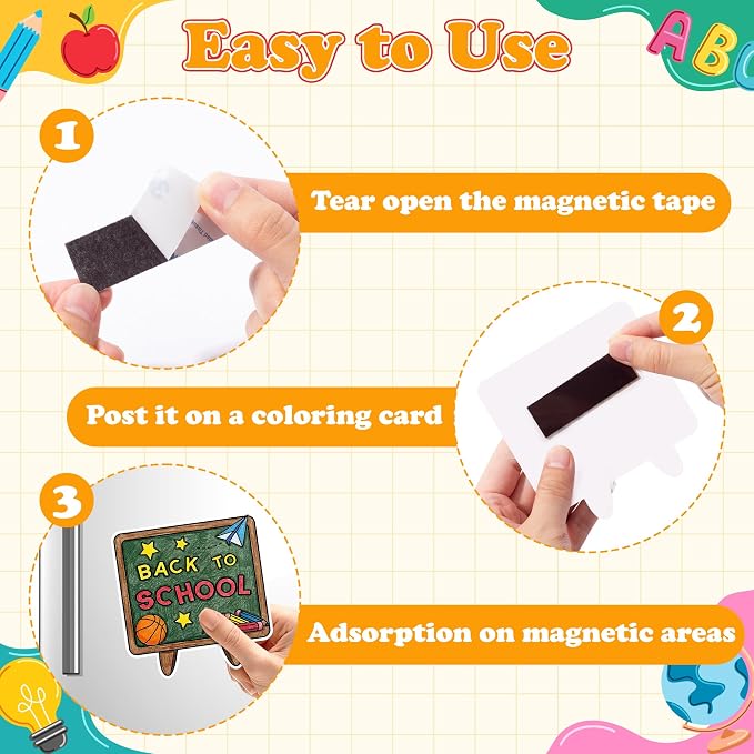 Back to School Coloring Art Craft Kits - 30Pcs Color Your Own Welcome Back Magnets for Kids DIY First Day of School Coloring Magnet for Classroom Activity Fridge Refrigerator Decors