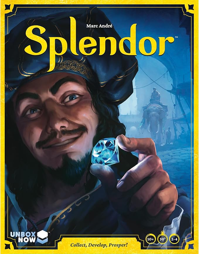 Asmodee Splendor Board Game - Gem Trading & Engine-Building Strategy for Adults & Families, Adult Board Games, Family Fun for Adults, 2-4 Players Ages 10+, 30 Minute Playtime | Build a gem empire, recruit noble patrons, and earn prestige through strate...