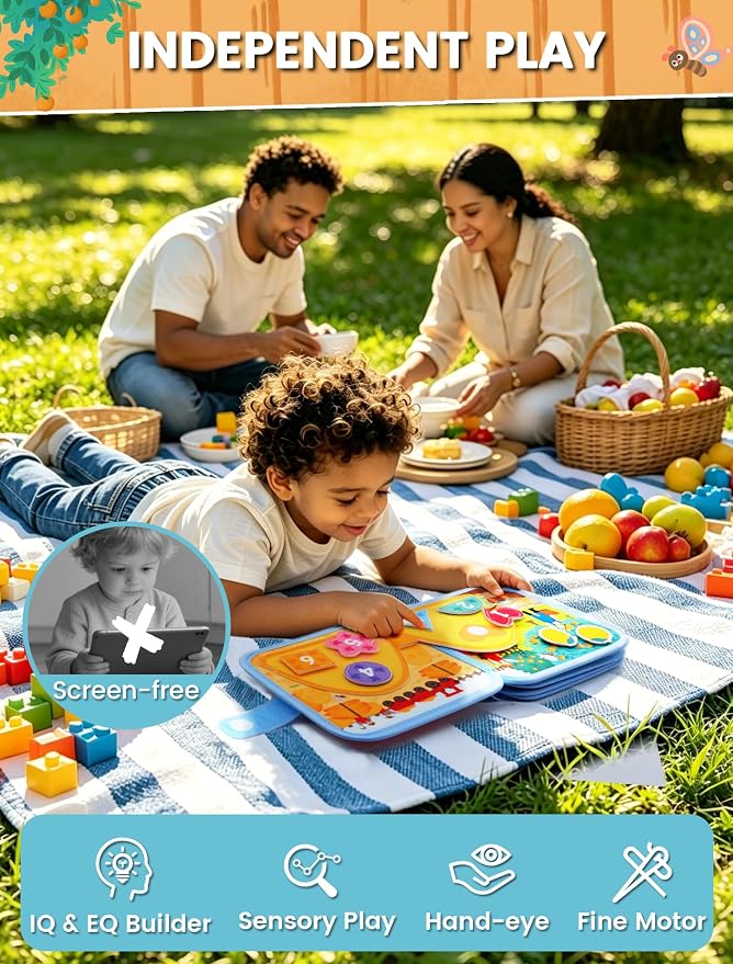 Busy Book for Toddler, Montessori Toys Busy Board, Farm Quiet Book | Travel toys, Learning activity, Travel essential, Boys Girls birthday gift, Soft felt book, BPA-free, Non-toxic, Screen-free