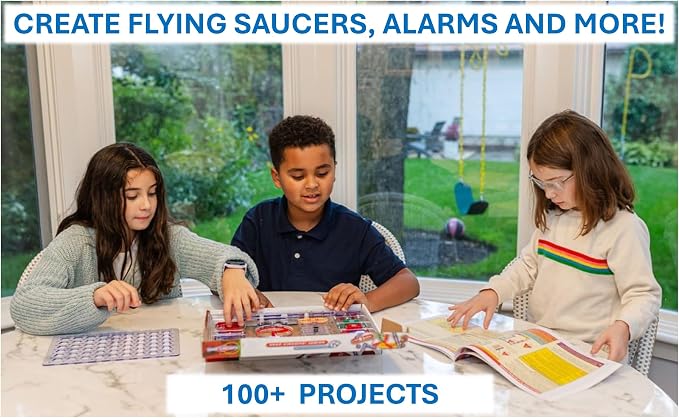 Snap Circuits Jr. SC-100 Electronics Exploration Kit, Over 100 Projects, Full Color Project Manual, 28 Parts, STEM Educational Toy for Kids 8 +