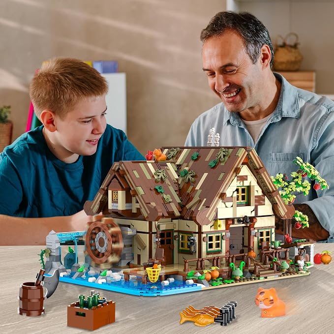 INSOON Wood Cabin Building Set with Lights for Adults, Forest House Kit | Cozy Cottage Display Model Mini Building Blocks with Animal Botanical, Home Office Decor Gift for Women Men Teens (2570 PCS)