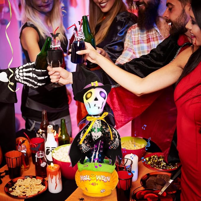 Emoin Halloween Skeleton Dancing Cactus Mimicking Toy, Talking Skull Cactus Toy Repeats What You Say,Singing Glowing Halloween Indoor&Outdoor Decorations | Talking Skull Cactus Repeats What You Say, Singing Glowing Indoor Outdoor Decorations