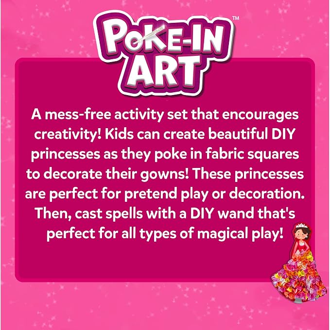 Skillmatics Poke-in Art – Magical Princesses, Wood Craft Kit, Gift for Kids | DIY Mess-Free Fun, Fine Motor Skills, Screen-Free, Pretend Play, Travel Activity, Girls & Boys Ages 4, 5, 6, 7, 8, 9