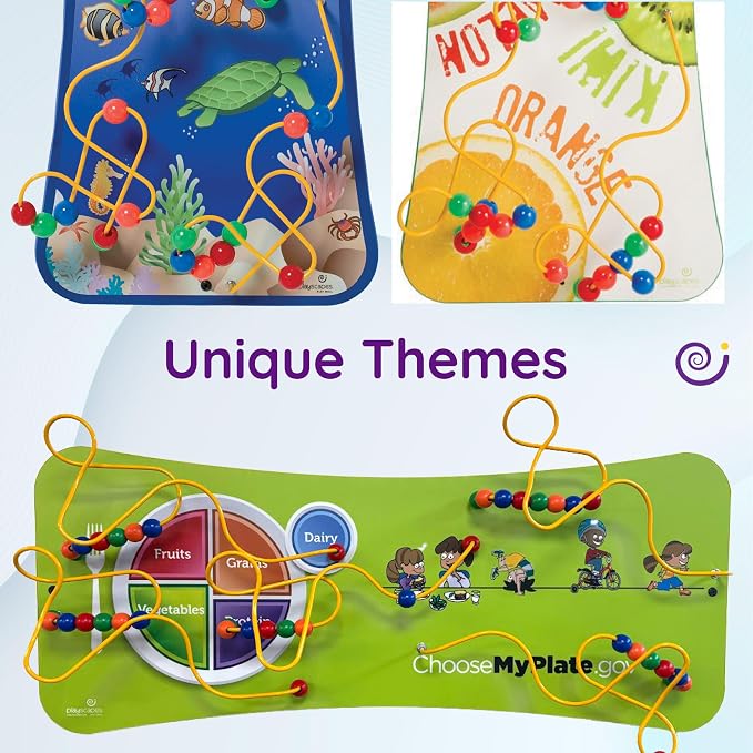 Wire & Bead Maze Activity Wall – Wall Busy Board for 24+ Months Old – Easy-to-Clean Bead Puzzle for Playrooms, Daycares, Classrooms, & Waiting Rooms – No Batteries or Loose Parts – Fruit