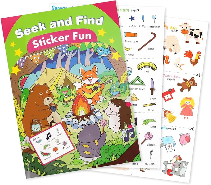 Seek And Find Sticker Book – Animal Camping Toddler Learning Gift | Keep Toddlers Busy with this Animal Camping Seek and Find Sticker Book—A Fun Learning Activity and Birthday Gift!