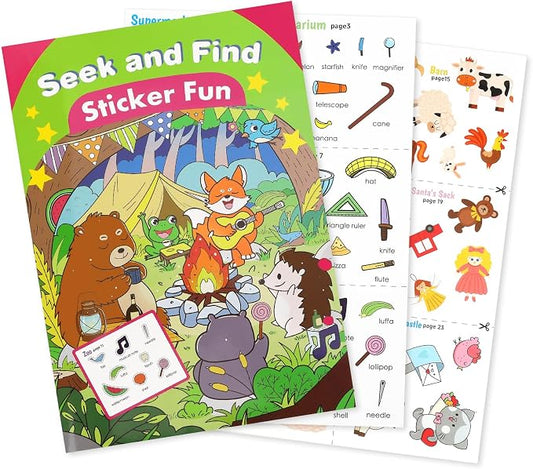 Seek And Find Sticker Book – Animal Camping Toddler Learning Gift | Keep Toddlers Busy with this Animal Camping Seek and Find Sticker Book—A Fun Learning Activity and Birthday Gift!