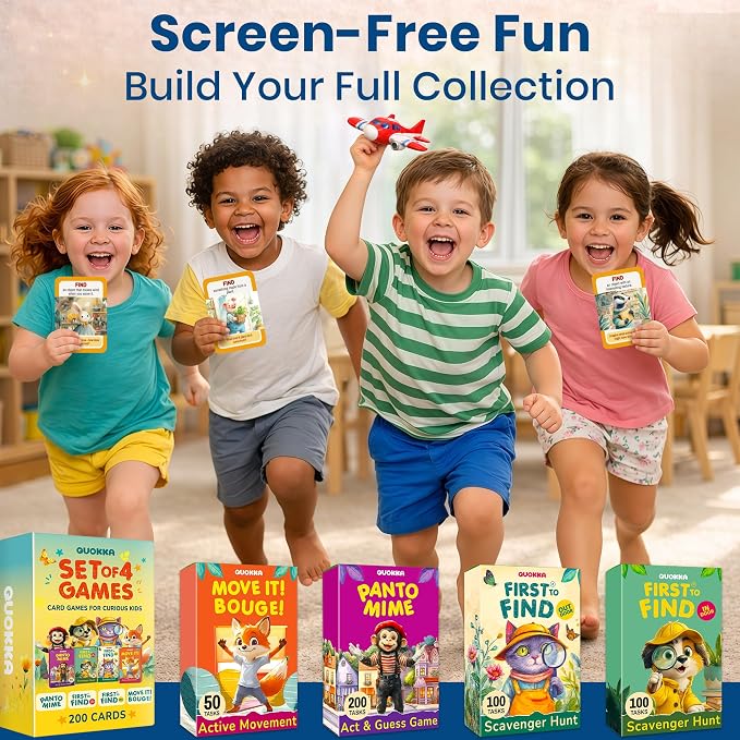 Scavenger Hunt Game for Kids Ages 4-8 and Family - Educational Card Game | Indoor Adventure Card Set with 100 Tasks for Rainy-Day Play, Home & Classroom Learning Activities