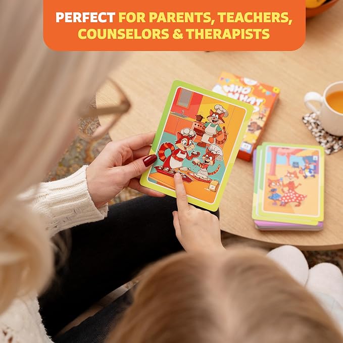 Who What Why Conversation Cards for Kids, Speech Therapy Materials, Ages 4+ | Educational game, social skills flash cards, emotional regulation tool, sequencing activity, therapy toy, learning resource
