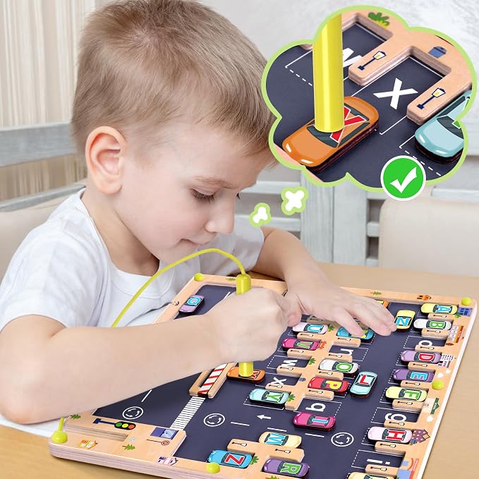 Wooden Magnetic Alphabet Maze Letter Puzzle Montessori Toys for Boys Gift | Fine Motor Skills Toys for Boys Girls 3 4 5 Years Old, ABC Learning Toys for Kids Age 3+, Christmas, Birthday Present