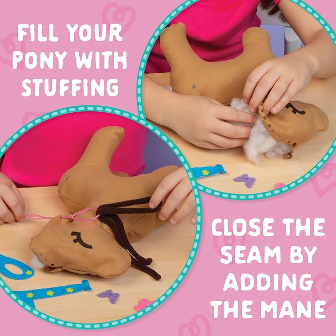 Craft- Tastic - Make a Friend Pony - Mini Sewing Kit, Arts and Crafts, Kids Crafts, Art Supplies, Craft Kit Makes 1 Easy-to-Sew Stuffie with Clothes & Accessories, Bonus Travel Tote Included Ages 5+