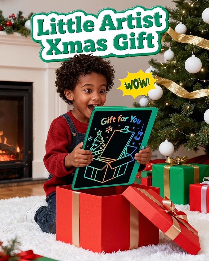 Bravokids 16 Inch LCD Writing Tablet for 3-8 Year Olds - Electronic Drawing Pad and Doodle Board as Educational Birthday Gifts for Girls and Boys (Green)