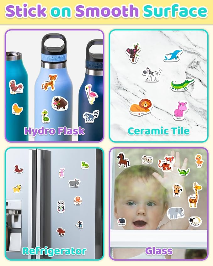 Benresive Reusable Sticker Book for Toddlers, Stickers for Kids, Travel Toy | Toddler Toys, Boys Girls Birthday Gifts, Airplane & Road Trip Essentials Kids, No Mess Waterproof Toddler Crafts Activities