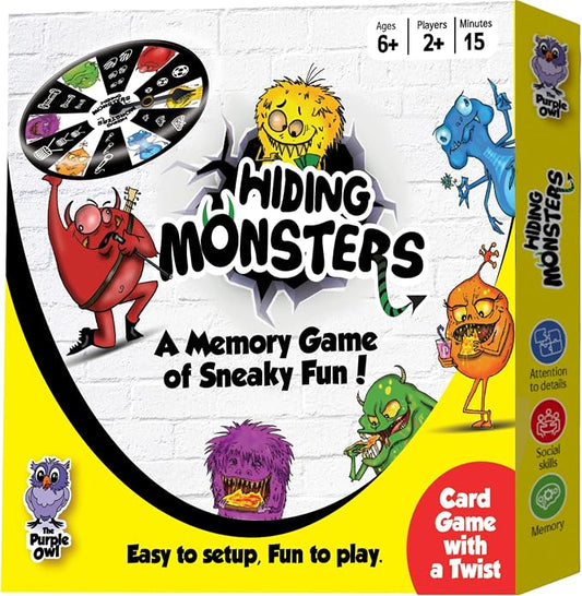 Hiding Monsters Award Winning Memory Games for Kids Ages 4-8. Spinner Wheel | Award-winning memory game with a spinner wheel. Easy to learn, high replay, fun for kids and families. Matching game