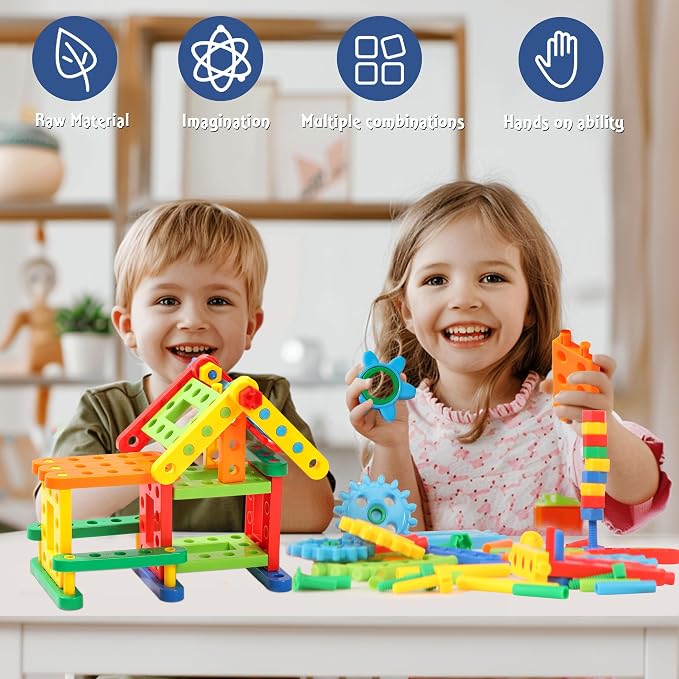 KUTOI Screw Building Blocks - 92 Pcs Kids Games - Sensory Construction Toy - STEM Toy for Preschool Learning Activities ， Perfect Educational Building Toys for Boys and Girls 3 Above