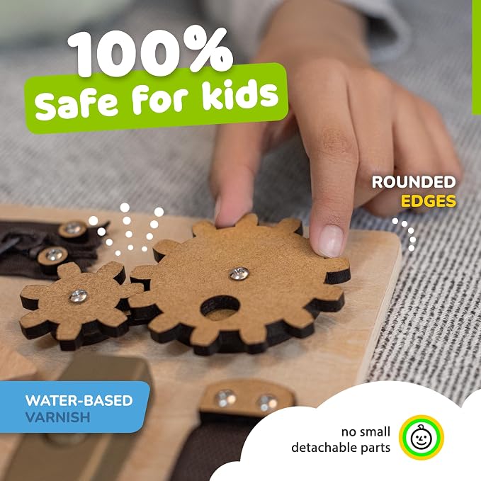 Montessori Busy Board with 10 Educational Activities for Fine Motor Skills | Preschool Busy Board for 3 Year Old with 10 Educational Activities for Fine Motor Skills, Travel Toy