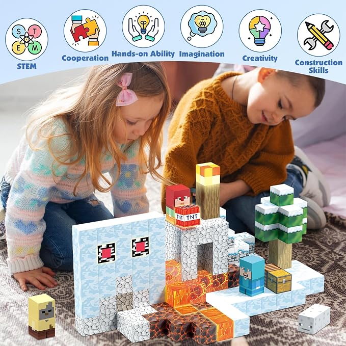 AIDYVOI Magnetic Blocks for Kids 3+, Magnetic Building Blocks Cubes 200PCS | STEM construction toys for boys girls 4-8, 1 inch magnet cubes with light, educational building & screen-free, birthday gift