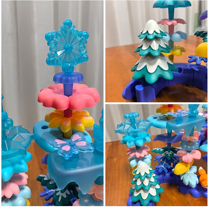 Toys for 3 4 5 6 Years Old Toddlers, 40PCS Snow Garden Stacking Toy | DIY Building Blocks, STEM Educational Preschool Kindergarten Toy for Girls, Christmas Birthday Easter Gift with Storage Bag