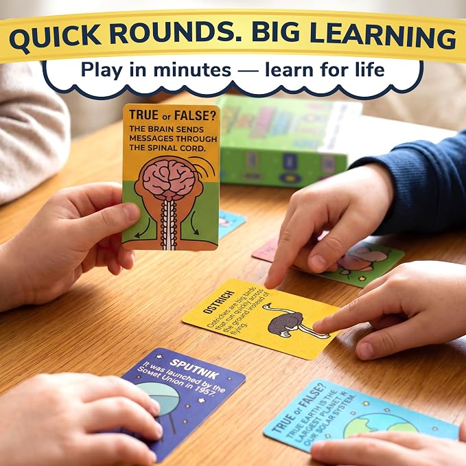 QUOKKA Trivia Games for Kids – 4SET World, Space, History & Human Body – Fun Card Game for Family Game Night – Educational Trivia Cards for Kids, Family and Adults – Travel Games for Boys & Girls 4-8