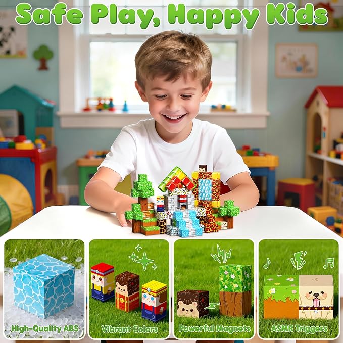 Magnetic Blocks, 100PCS Building Cubes, Boys Kids Gifts Toys | 0.8in Sensory Stacking Toys for STEM Constructions, Boys Girls Birthday Gifts Ages 4 5 6 7 8-12 Year Kids