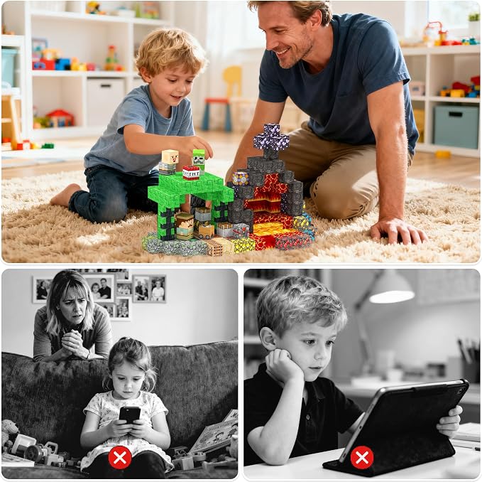 Magnetic Building Blocks STEM Toy Magnet Cubes for Kids 4-12 | Magnetic Cubes, 0.8 inches Building Blocks, Christmas Birthday Gifts for Kids Boys Girls Cave-200pcs
