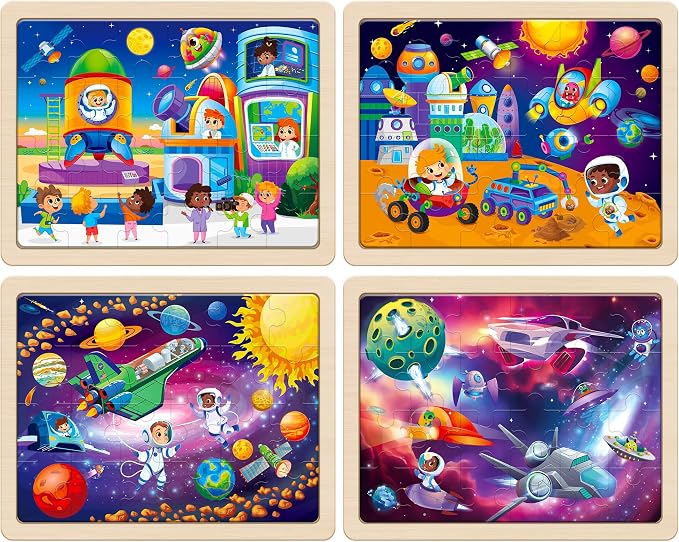 SYNARRY Large Space Planet Solar System Wooden Puzzles for Kids Ages 4-6 | Space & Solar System Puzzles for Kids Ages 3-5, Birthday Gifts for Boys & Girls, Educational Space Toys, Screen-Free Play