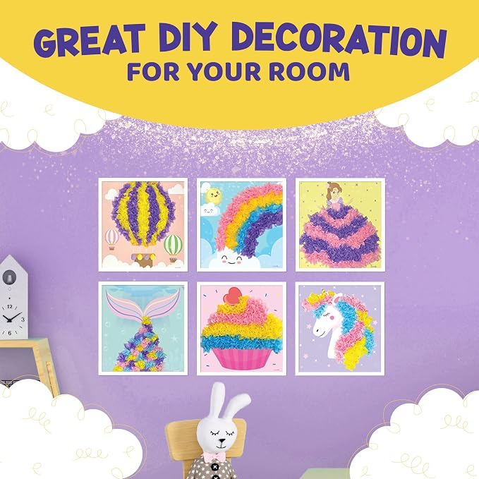 jackinthebox Poke Art Magical Flower Pressing Craft Kit for Girls, Ages 4-8 | 1500 fabric pieces, 6 thick boards, arts and crafts activities, birthday gift ideas, 4 5 6 7 8 years old kits, unicorn gifts