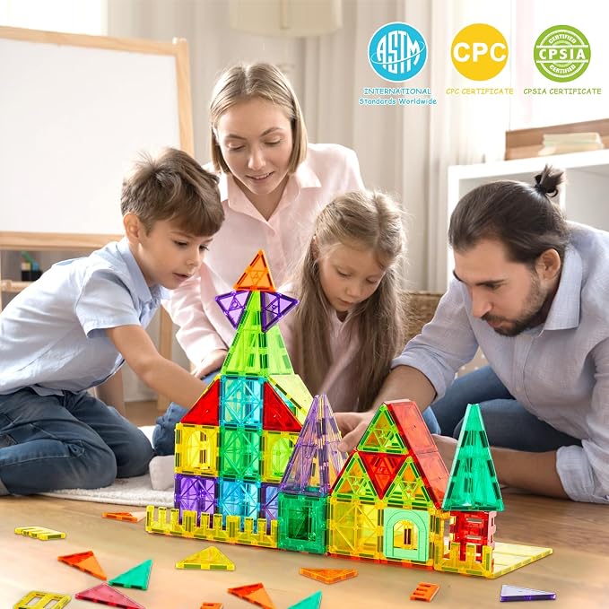 Dopyye 100 PCS Magnetic Building Tiles, Magnetic Block for Kids | Magnet Tiles STEM Educational Stacking Toys Gift with Storage Bag for Toddler Ages 3 4 5 6 7 8 9