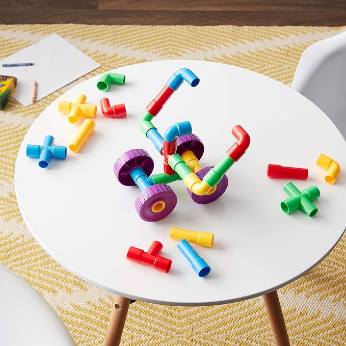 STEM Pipe Tube 29 Pc Building Blocks Set, ADHD & Autism, Kids | Educational Construction Building Blocks for ADHD & Autism for Baby, Kid Includes Wheels Pipes Joints and eBook