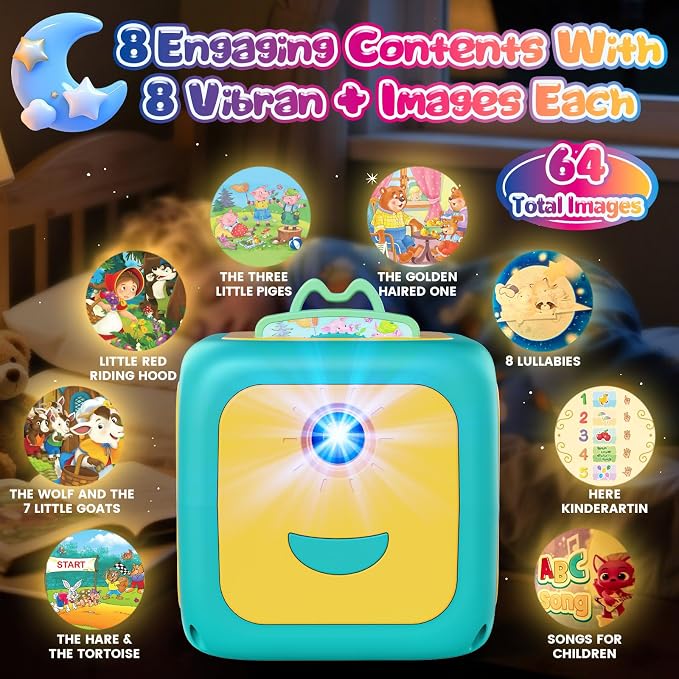 Vmiya Kids Story Projector for Toddlers, Story Dream Machine Storybook Projector with Educational Stories, Music, Auto-Off Nightlight, Bedtime Learning Toy Birthday Gift for Kids Girls Boys Aged 3+