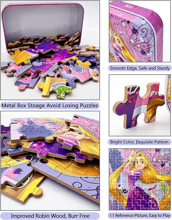 LELEMON Puzzles for Kids Ages 4-6, 60 Piece Puzzles for Kids Ages 3-5 | Cool Jigsaw Puzzles Kids Puzzles in a Metal Box,Educational Learning Puzzle Games Puzzle Toys Gifts for Girls and Boys