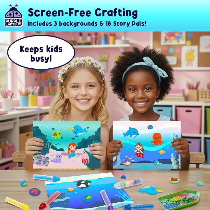Magical Bead Painting – Birthday Gifts for Girl and Boy Ages 6-8 Years Old, Bead Art & Craft Set, Beads Pen & Painting Activities, Creative Arts & Crafts Ocean Theme Kit with Fun Designs