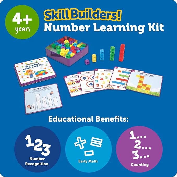 Learning Resources Skillbuilders Numbers Learning Kit | Math Manipulatives, Linking Cubes, Homeschool Supplies, Preschool Classroom Must Haves, Toddler Activities