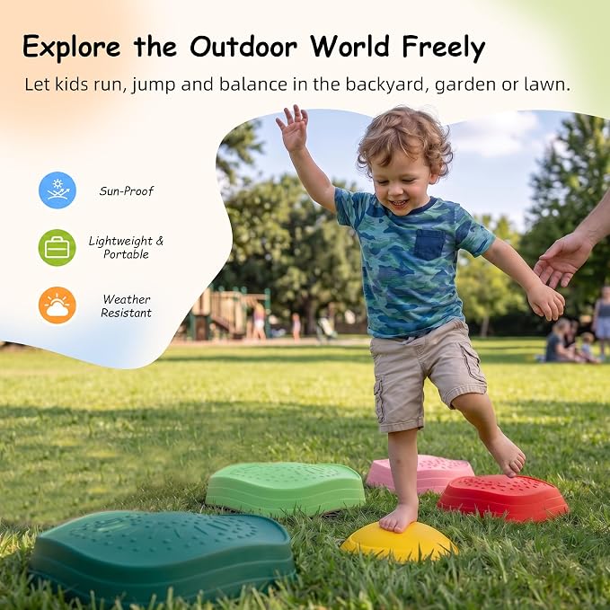 Balance stepping stones for kids, non-slip toddlers sensory toys outdoor or indoor play, promoting motor skills and confidence,Coordination Toys for children age 3 4 5 6 7+（forest）