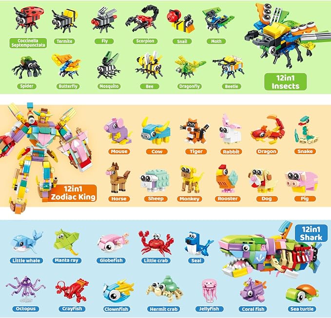 Mini Building Blocks Set Party Favors for Kids 4-8, 36PCS | Small Animal Building Kit, Treasure Box Prizes, Pinata Stuffers for Kids, Prize Kids Classroom, Goodie Bag Stuffers