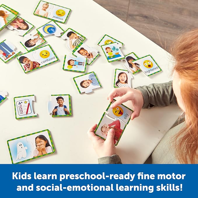 Learning Resources Feelings & Emotions Puzzle Cards - SEL, Emotional Regulation Tools for Kids, Toddlers Calming Corners, Montessori Essentials, Matching Games, Flash Cards, Homeschool, Preschool