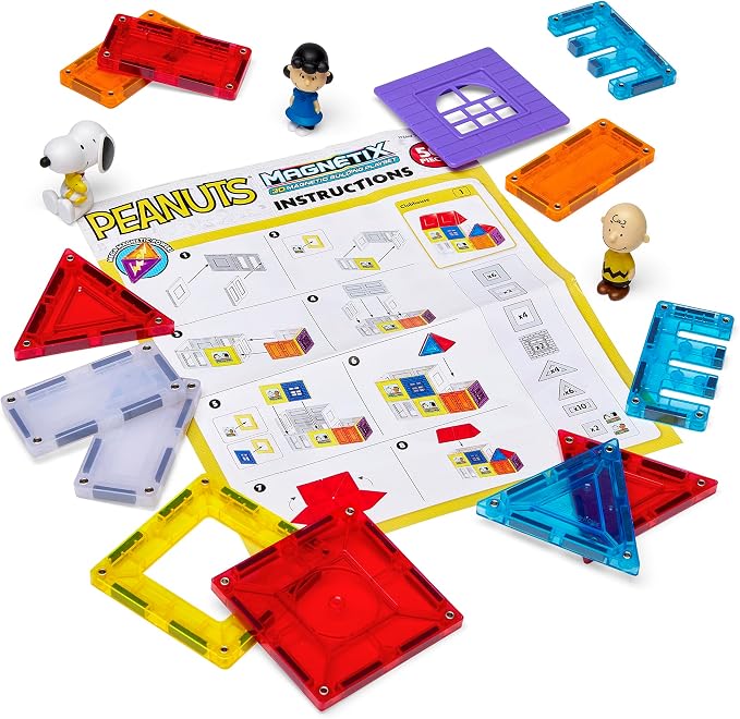 Cra-Z-Art Magnetix 3D Peanuts Charlie Brown and Friends Magnetic Building Tile Playset, Educational, STEM Toys for Ages 3+, 50 Pieces
