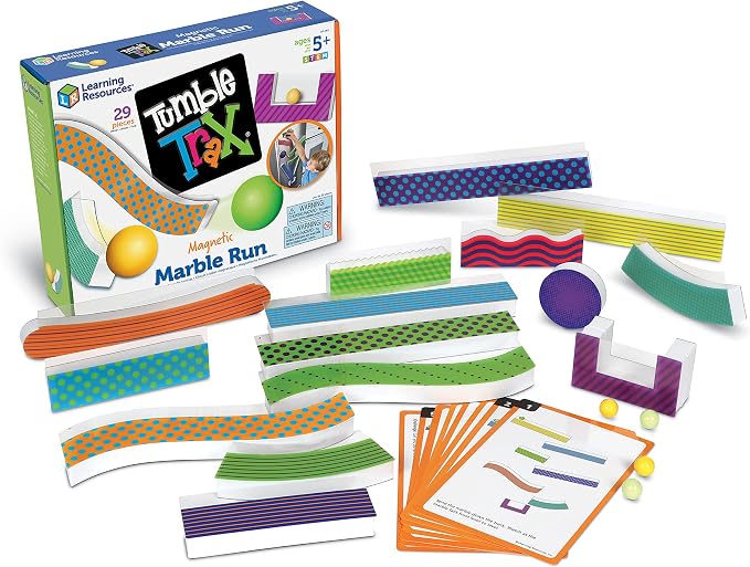 Learning Resources Tumble Trax Magnetic Marble Run | STEM Toys, Marble Runs for Kids 4-8, Marbles for Kids, Gravity Maze, Marbles Game, Ball Maze Toy, STEM Magnetic Track Toy