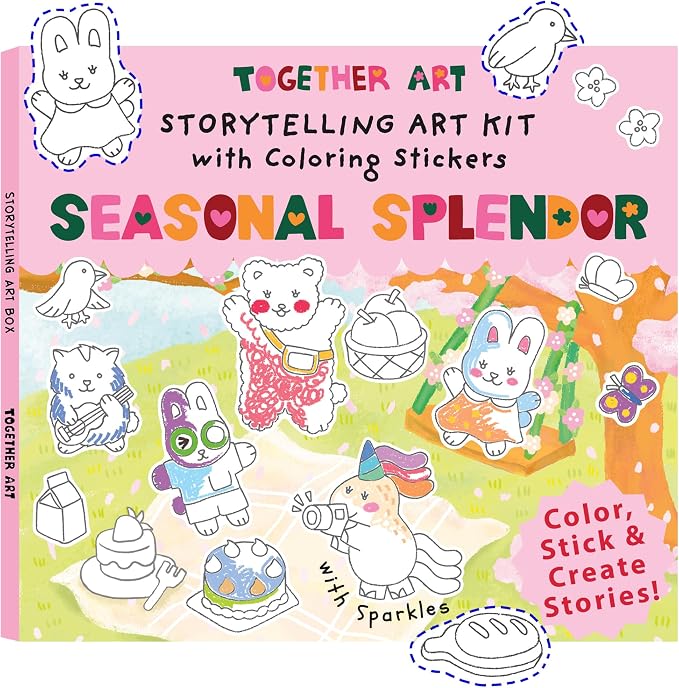 Seasonal Splendor 4-in-1 Four Seasons DIY Coloring Your Own Stickers Kit - Year-Round Arts and Crafts for Kids, Travel Activities, Storytelling Sticker Set, Boys Girls Ages 3-10+