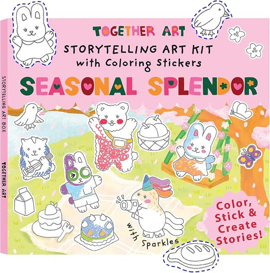 Seasonal Splendor 4-in-1 Four Seasons DIY Coloring Your Own Stickers Kit - Year-Round Arts and Crafts for Kids, Travel Activities, Storytelling Sticker Set, Boys Girls Ages 3-10+