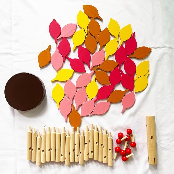 Early Childhood Education Building Blocks Wooden Assembling Tree Combination Boys and Girls DIY Disassembly Combination Puzzles Educational Toys Home Office Decoration(Yellow)-3 Yrs+