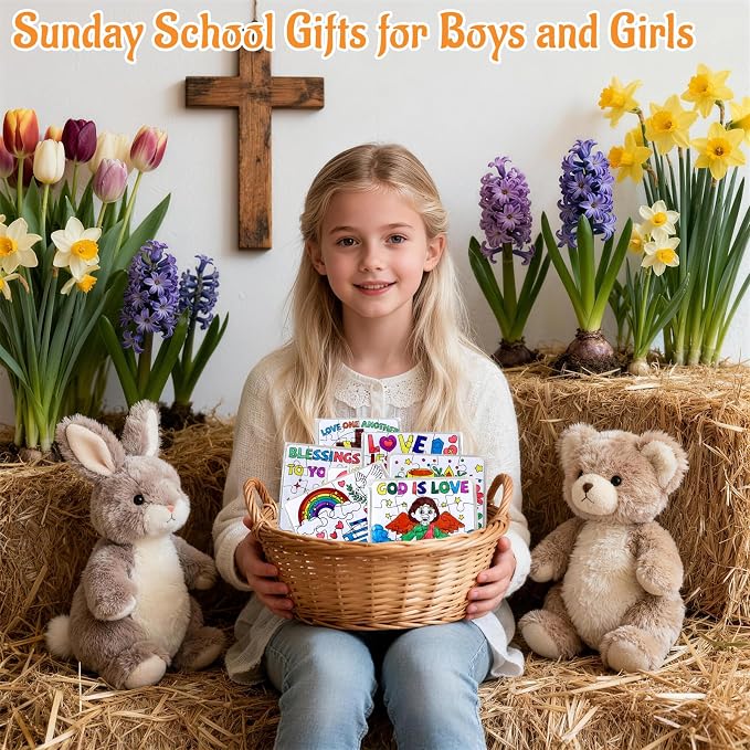 24 Sets Christian Sunday School Crafts for Kids Bulk, Religious VBS Craft Puzzle Activities Bible Jesus Loves DIY Arts Jigsaw for Classroom gifts, Back to School Party Favors, Coloring Games Supplies