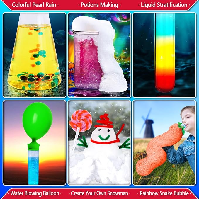 UNGLINGA 210 Experiments Science Kit for Kids Chemistry Set S.T.E.M Toy | Boys Girls Birthday Toys Gifts Idea, Volcano, Growing Crystals,Educational Project