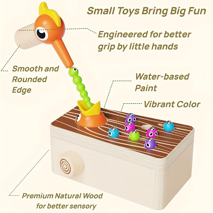Montessori Wooden Bird Feeding Game for Boys and Girls Aged 2-4 | Toddler Fine Motor Skills Learning