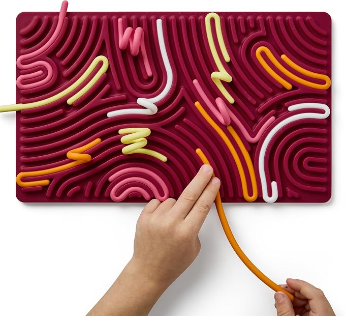 Pushpeel XL Sensory Activity Board – Expandable Silicone Fidget Toy for Stress, Anxiety, ADHD & Autism – Modular, Silent, No Mess - Berry