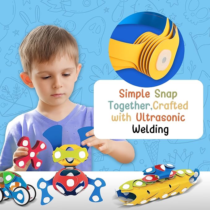 Flexible Building Blocks Set, Creative Construction Toys for Kids, Educational Fun for 3+ Years Old, Enhances Hand-Eye Coordination and Creativity