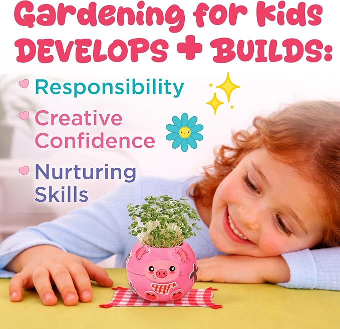 Creativity for Kids Plant-a-Pet Barnyard Pig Kit | Decorate, Plant & Grow Your Own Pet | Chia Seed Gardening Craft | Spring Crafts & Screen-Free Kids Activity (Ages 6+)
