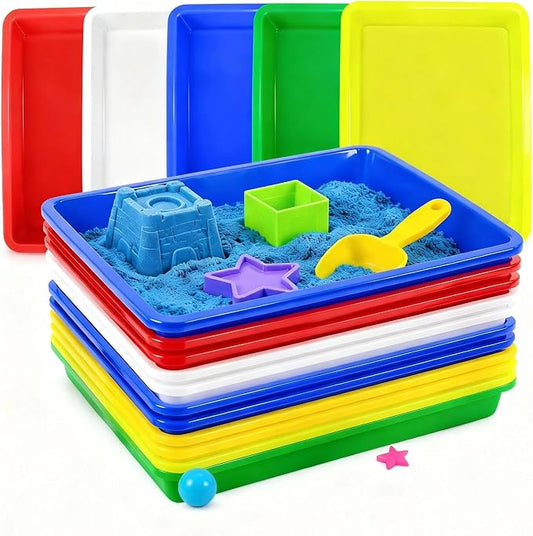 Weoxpr 15 Pcs Multicolor Plastic Art Trays, Sensory Bin Tools for Kids, Paint Serving Tray Play,Tuff Tray Set for Classroom and Home Crafts, DIY Projects, Painting, Beads, Organizing Supply