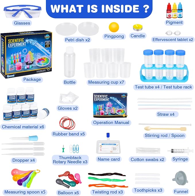 Science Kit for Kids,80 Science Lab Experiments,Scientist Role Play | STEM Educational Learning Scientific Tools,Birthday Gifts and Toys for 6 7 8 9 Years Old Boys Girls Kids