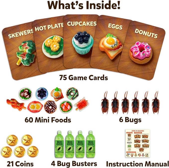 Gouda Games Gone in Seconds – Fast-Paced Card & Board Game for Kids, Teens & Adults | Mini-Food Game, Quick Reflex Family & Party Game, Hilarious Food Grab Challenge, Ages 6, 7, 8 & Up, 2-5 Players
