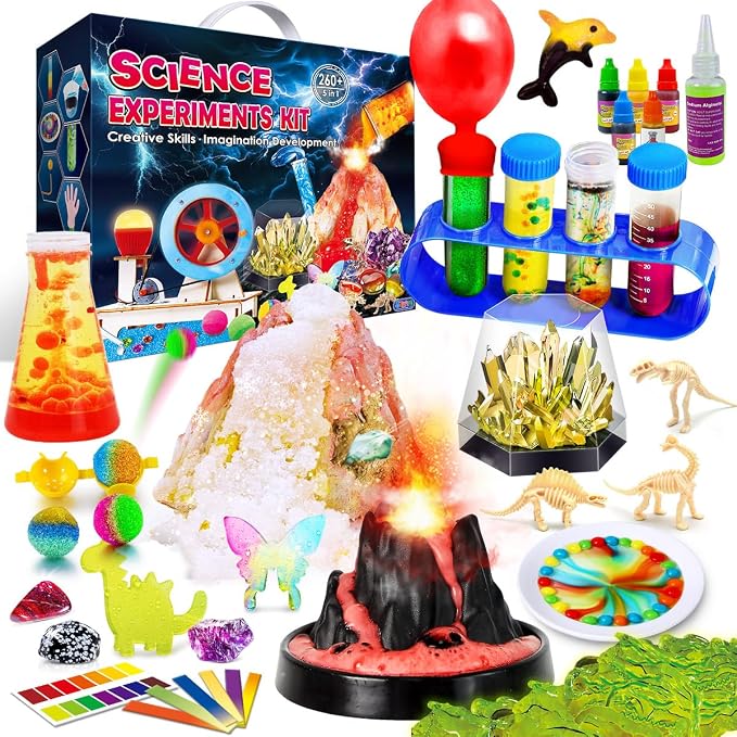 UNGLINGA 260+ Experiments Science Kits for Kids, S.T.E.M Science Projects | Dig Volcano Gemstones Crystal Making Soap bouncy ball, Christmas Birthday Toys Gifts Idea for Boys Girls, Scientist Set